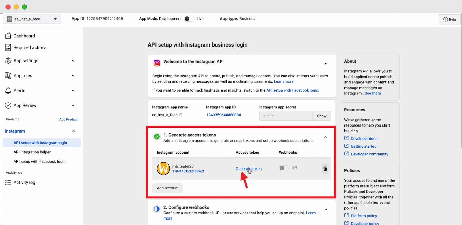 Generate Instagram Access Token